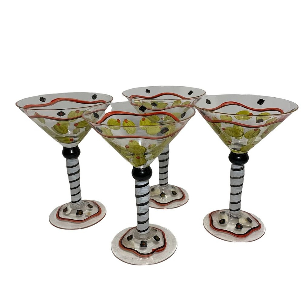Ganz Bella Casa Painted Martini Glasses - Set of 4
